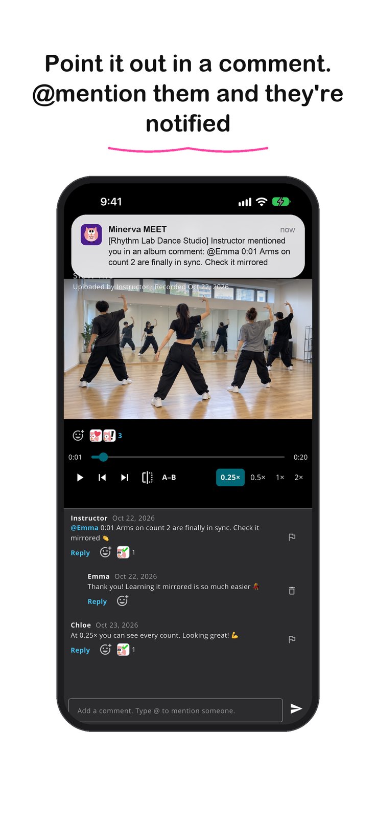 Dance: comments and @mentions