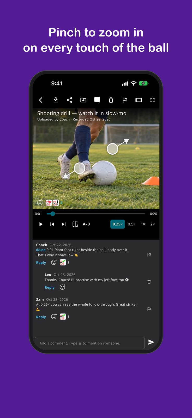 Sports: pinch to zoom